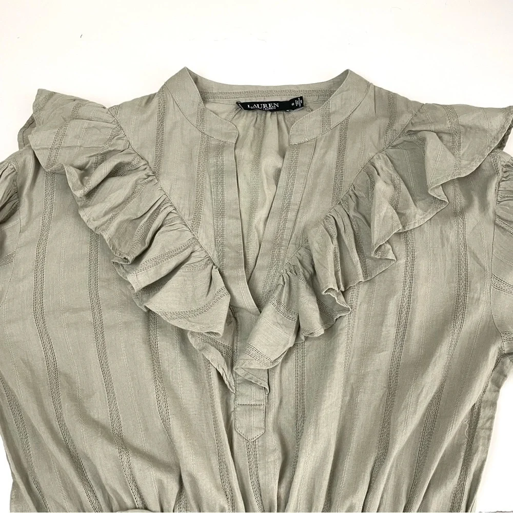 LAUREN Ralph Lauren Black Label Ruffled Tiered‎ Dress Sage